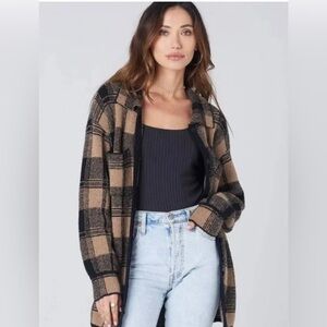 Saltwater LUXE Plaid Sweater - Black and Tan
